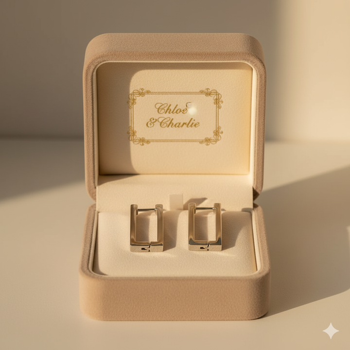 Silver Rectangle Hoop Earrings