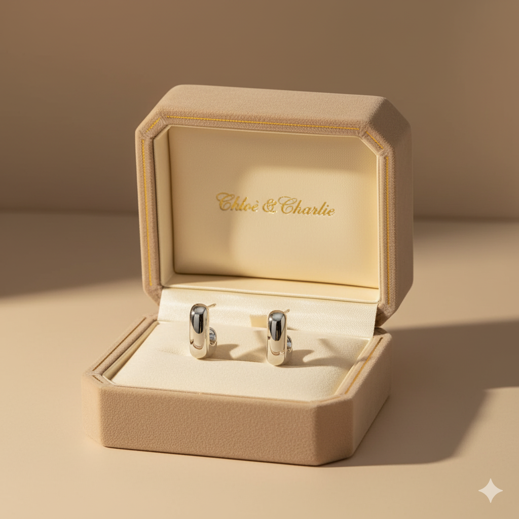 Alice Square Hoop Gold Earrings