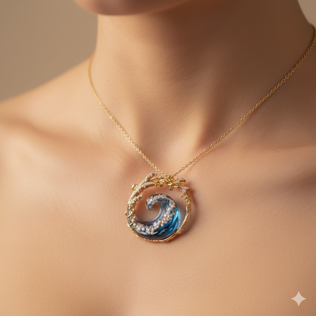 Ocean- Golden Necklace
