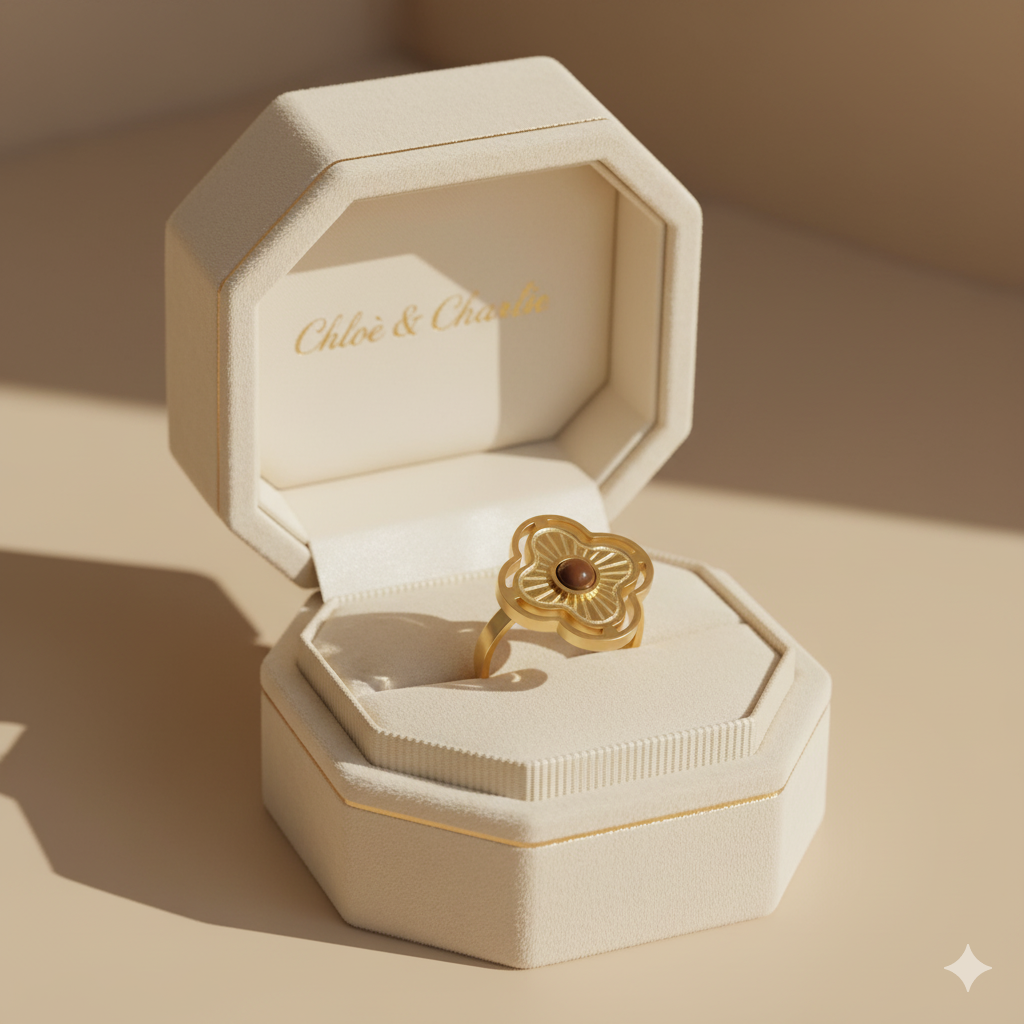 Tiger Eye Lucky Flower Ring