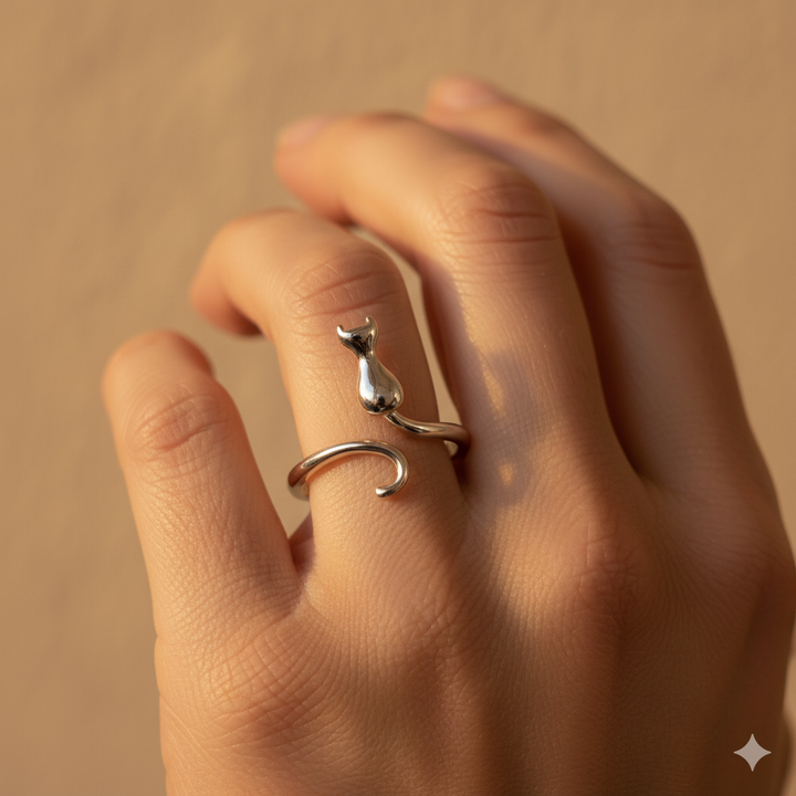 Midnight Cat Silver Ring
