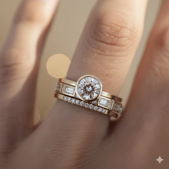 Hope - Inlaid Crystal Gold Ring Set