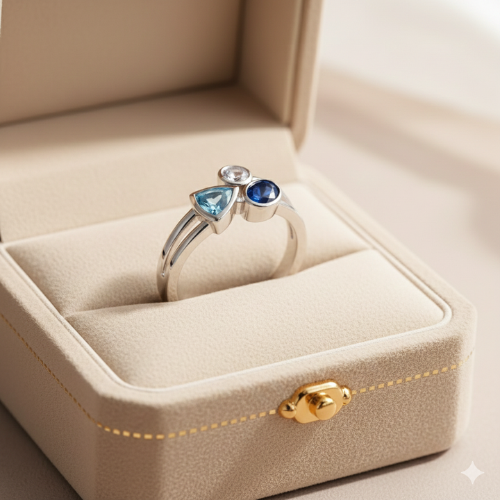 Crystal Blue - Silver Ring