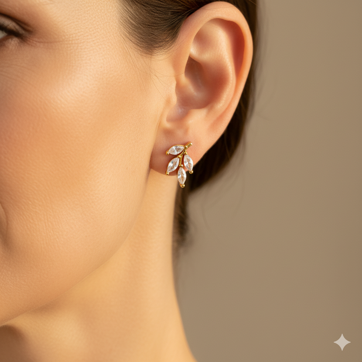Crystal Chic Leaf Earrings