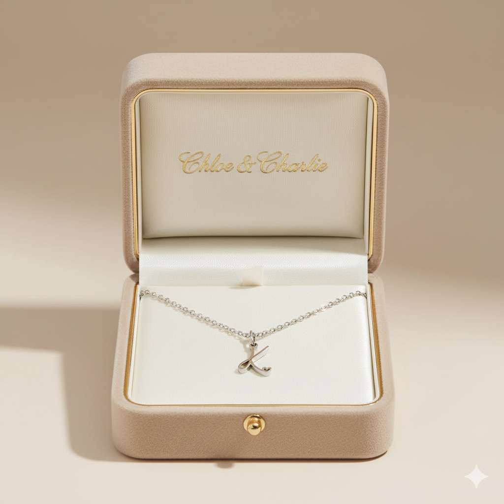 Silver Letter Heart Necklace