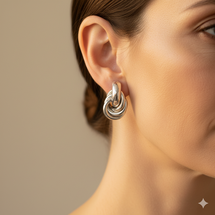 Sofia Twisted Silver Hoop Earrings