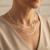 Silver Multi-Layered Chain  Necklace