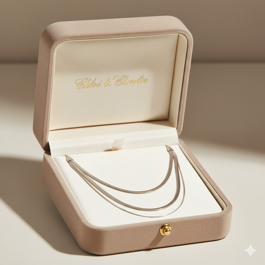 Silver Multi-Layered Chain  Necklace