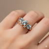 Elegant Blue Vintage Zirconia Ring in Gold