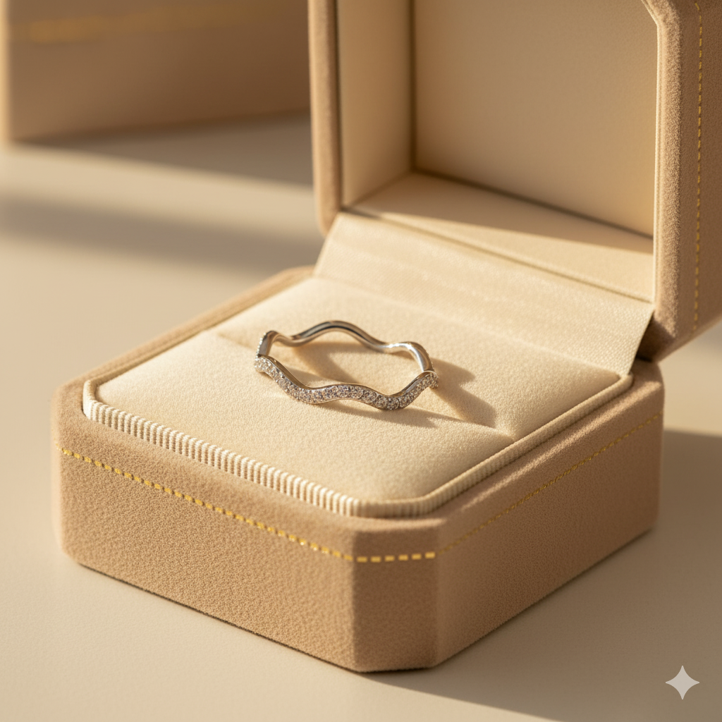 Zenya Crystal & Silver Wave Ring