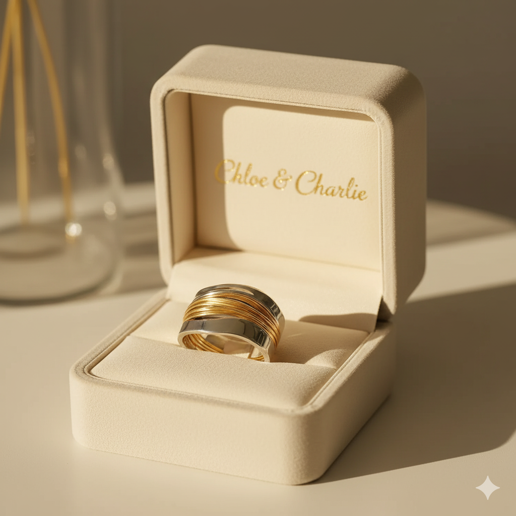 Silver Golden Threads Ring