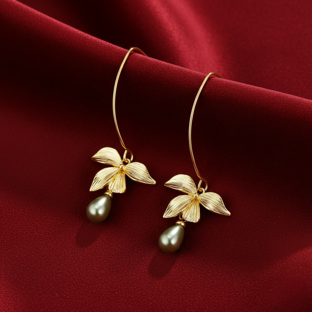 Jade & Petal Drop Earrings