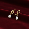 Knotted Gold & Freshwater Earrings