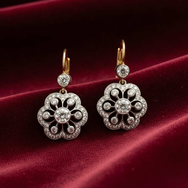 Vintage Mandala Crystal Earrings