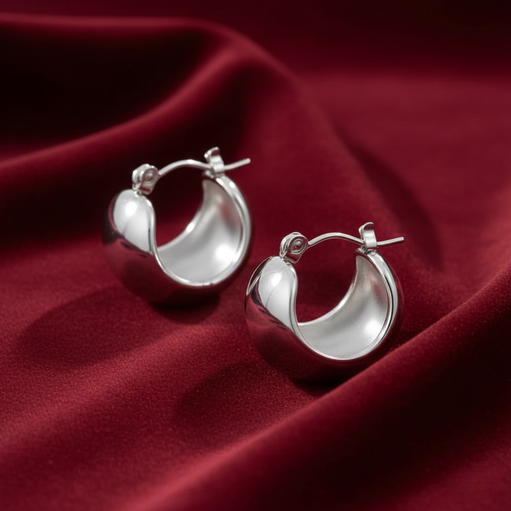 Tara Silver Chunky Hoop Earrings