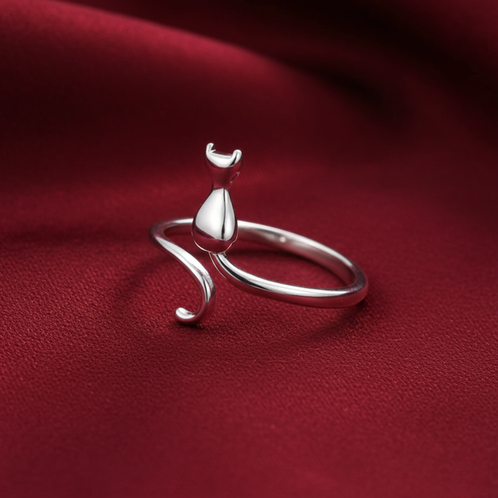 Midnight Cat Silver Ring