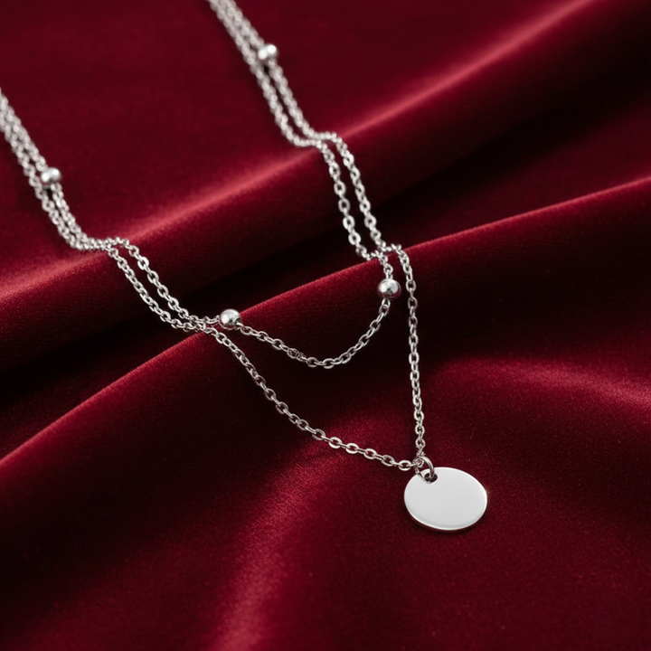 Layered Disc Necklace Silver