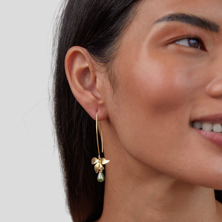 Jade & Petal Drop Earrings