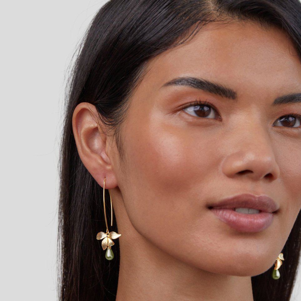Jade & Petal Drop Earrings