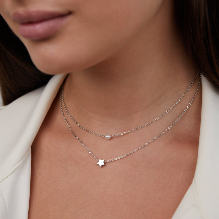 Layered Silver Star & Necklace