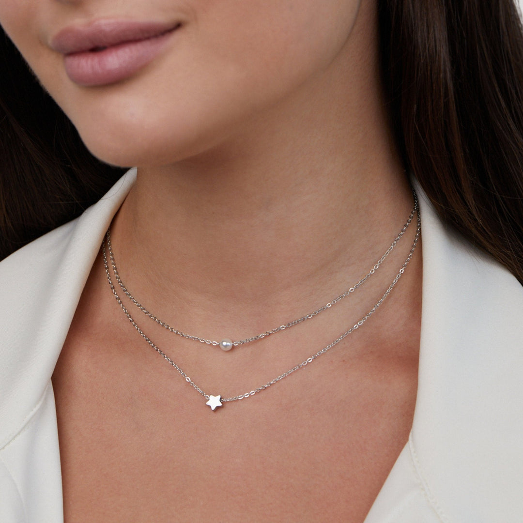 Layered Silver Star & Necklace
