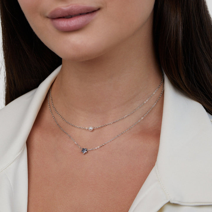 Layered Silver Star & Necklace